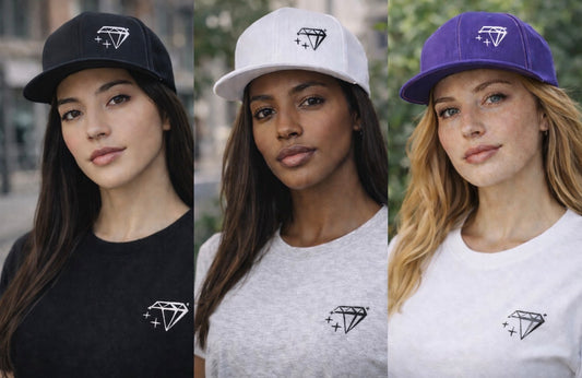 Diamond Stride Snapback Hat with Embroidered Logo