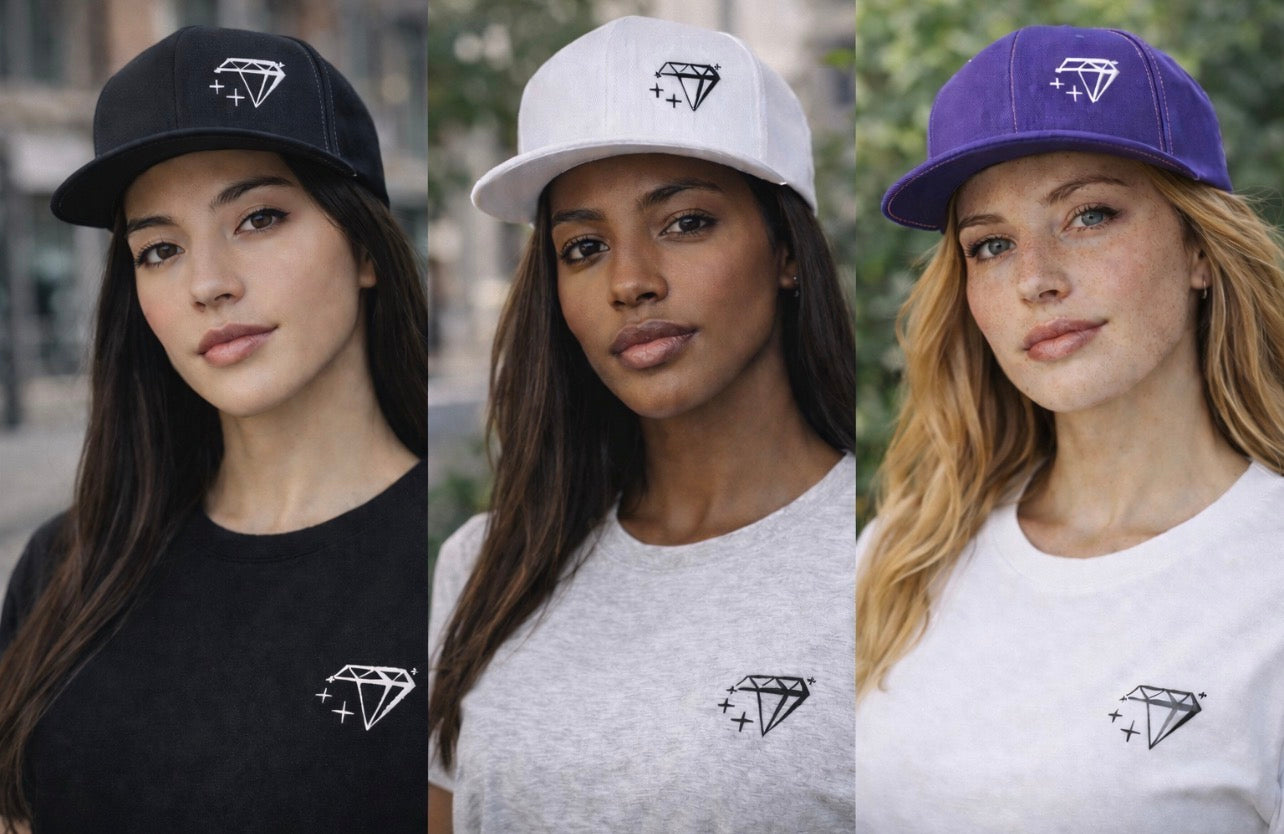 Diamond Stride Snapback Hat with Embroidered Logo
